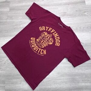 Harry Potter Gryffindor Quidditch T-Shirt Mens Large Maroon Graphic Tee Cotton